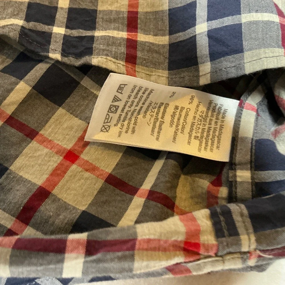 J. Crew Mens Slim Flex Washed Plaid Button Down‎ Shirt Size Large